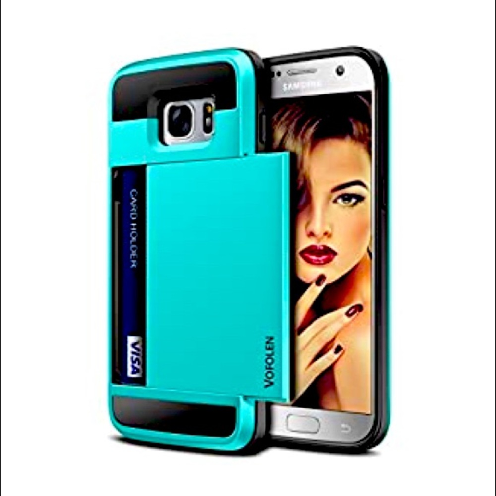 Vofolen Case for Galaxy S7 Case Wallet Slidable Card Holder Slot ID Pocket